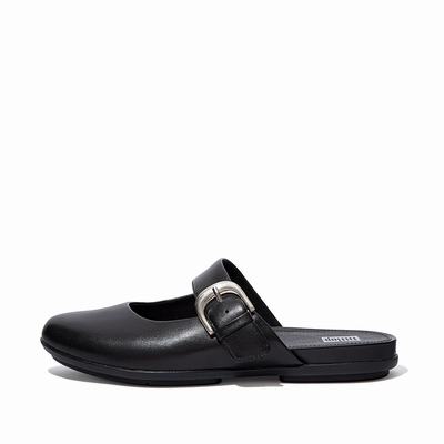 Fitflop Women's ALLEGRO Buckle Leather Mules - Black, KF6129870